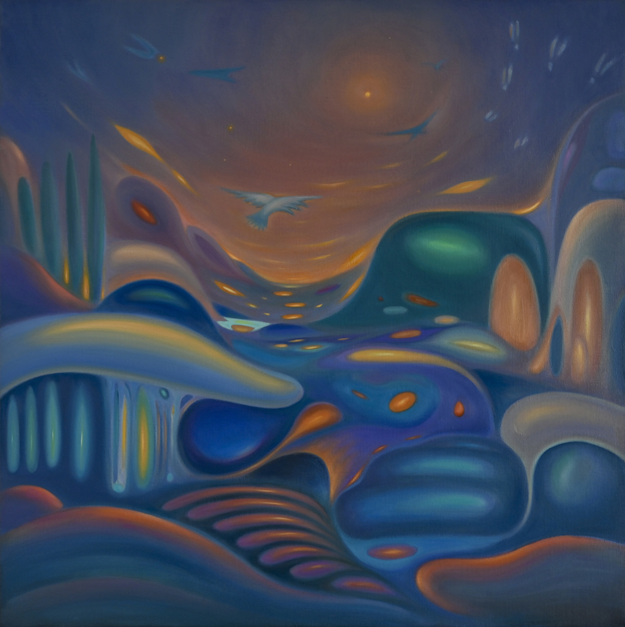 In Time's Drift, 2026. Oil on Belgian linen by Helena Revuelta. Contemporary abstract painting.