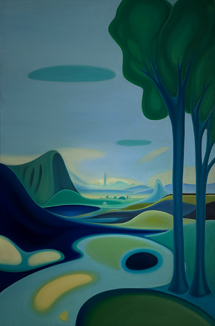 Morphing Green 3, 2025. Oil on Belgian linen by Helena Revuelta. Contemporary abstract painting form the Morphing Dreams series.